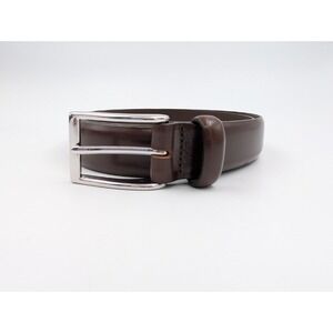 J Crew Belt Mens 36 Brown Genuine Leather Silver-tone Buckle Classic Made in USA